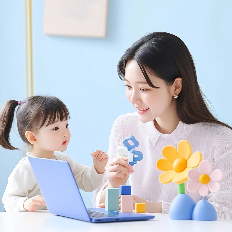 2025년 워킹맘이 연금 계좌에 미국 ETF 투자 전략을 분석하는 모습, 포트폴리오 다각화, 펀드 수익률 비교, 직장인 노후 준비, 자녀 돌봄, 재테크 계획이 융합된 현대적 워킹맘 금융관리