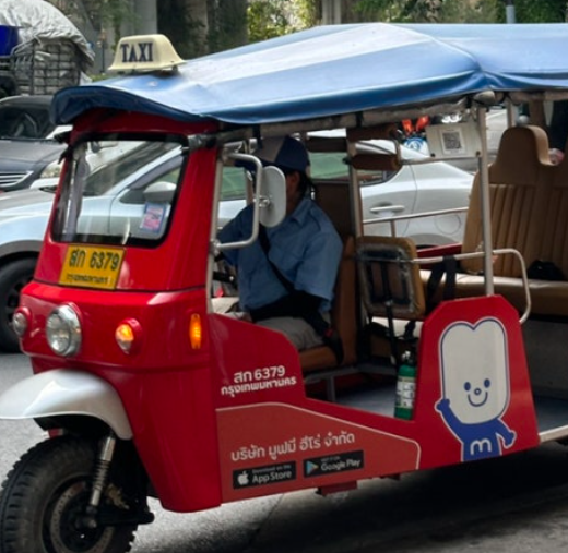 무브미 마스코트가 그려진 전기 툭툭