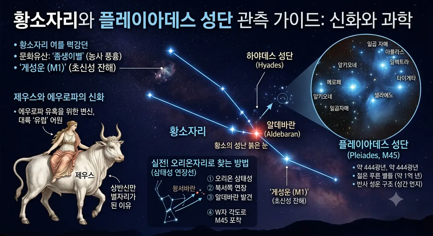황소자리와 플레이아데스 성단 관측 가이드