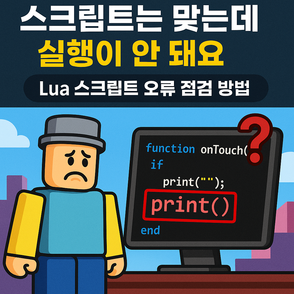 로블록스 Lua 스크립트 오류 점검 방법