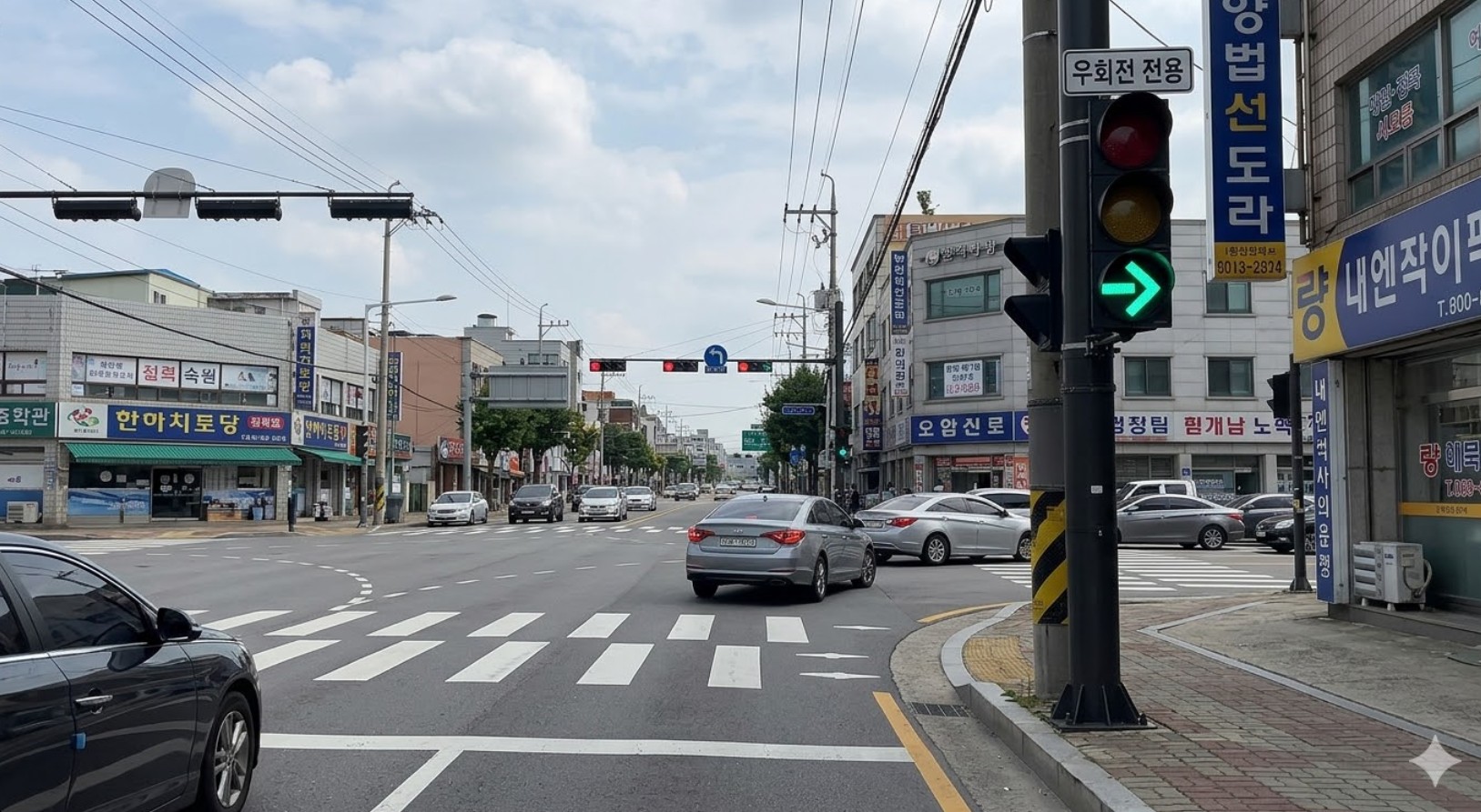 2026년 확대 설치 중인 교차로 우회전 전용 신호등 녹색 화살표 점등 시 통행 방법