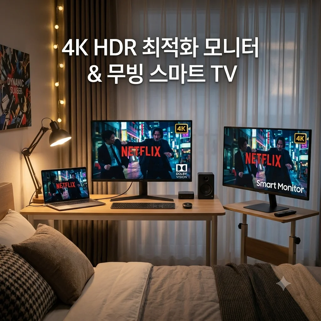 넷플릭스 4K 영상 감상을 위한 가성비 32인치 4K 모니터 및 무빙 스마트 모니터 추천