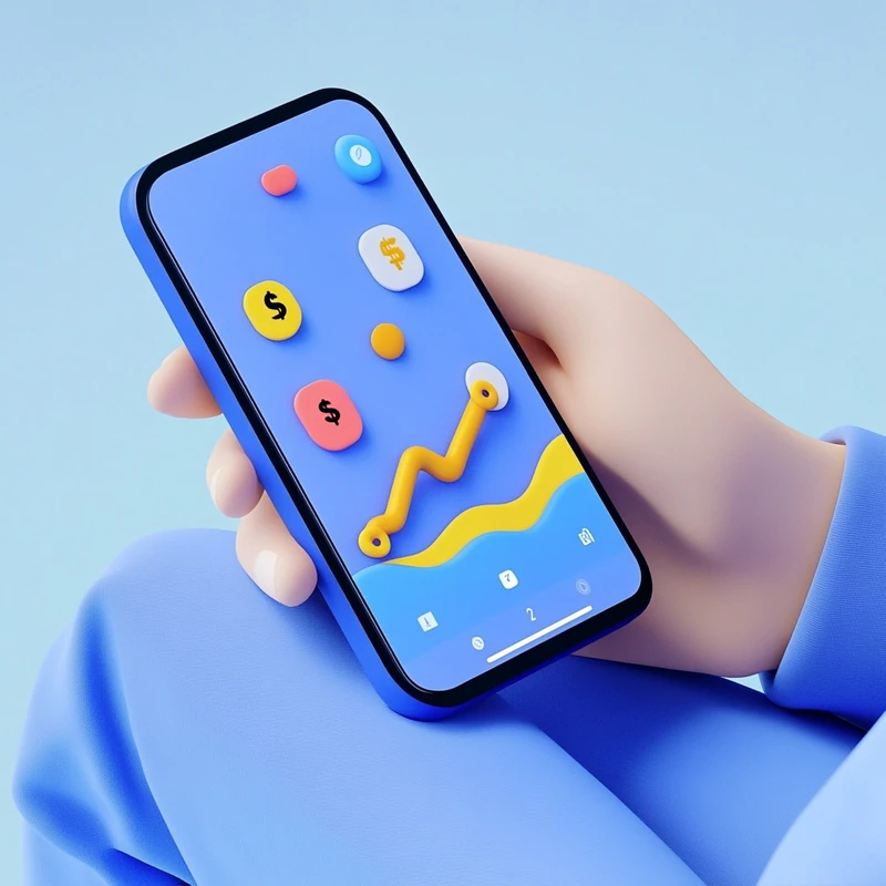 젊은 투자자가 손에 든 모바일 앱에서 매월 국내 연금 ETF에 자동 적립하는 과정이 화면에 또렷하게 나타남. 연금 투자 방법, 자동 적립식, ETF 수익률, 국내 연금 ETF 적립, 디지털 금융 트렌드와 직관적인 투자 방식을 강조.