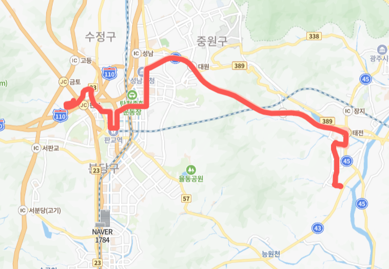 광주-성남-3100번-버스-노선도