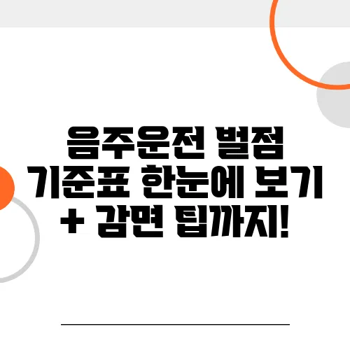 음주운전 벌점 기준표 한눈에 보기 + 감면 팁까지!