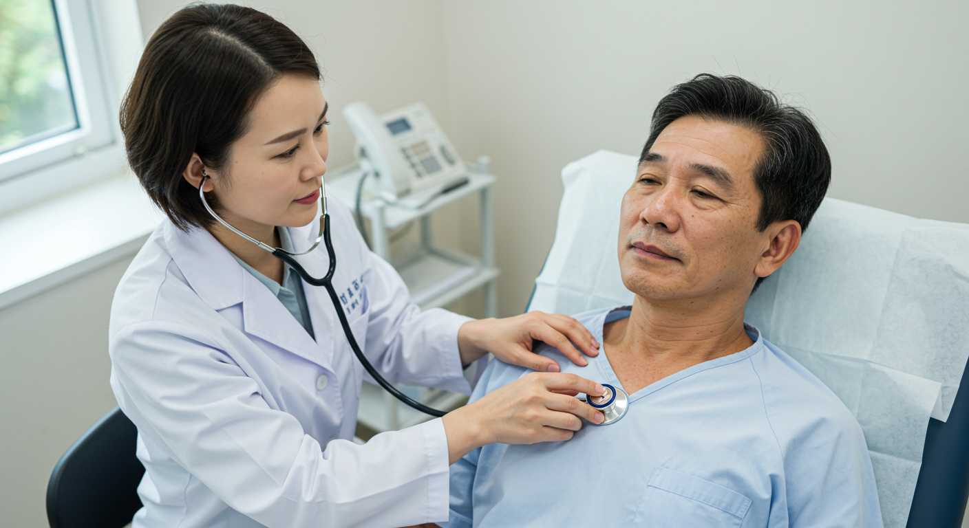 건강검진 받고 있는 남성