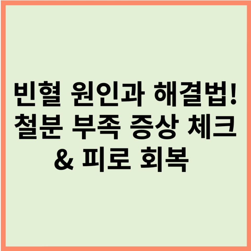 피로와 어지럼증, 철분 부족 때문일까? 빈혈 원인