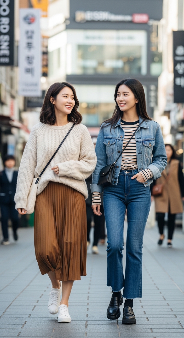 톤온톤 스타일링으로 깔끔하게 매치된 컬러 조합 예시