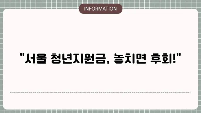 서울시 청년지원금 신청 절차