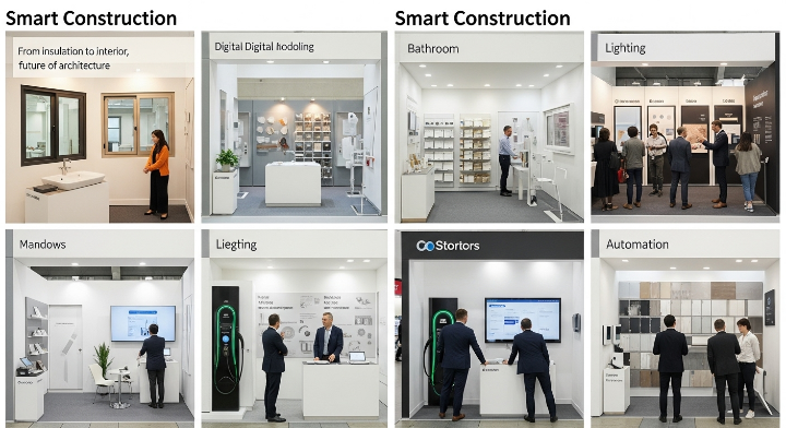 박람회 장소 안에 주요 전시 분야를 소개하고 있습니다.