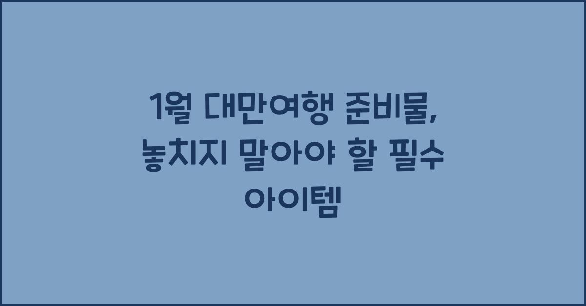 1월 대만여행 준비물