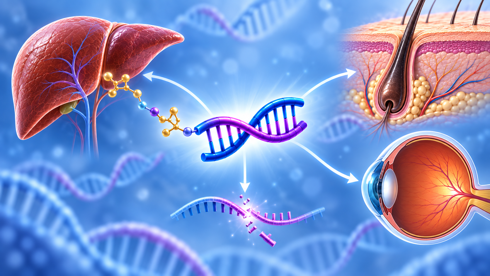올릭스 RNAi siRNA 기술과 간 탈모 안과 신약 파이프라인 상징 이미지