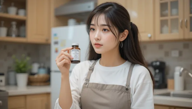 부엌에서 알부민 영양제를 준비하는 모습