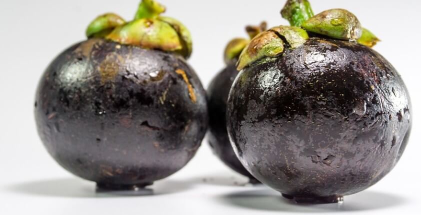 짙은 보라색의 망고스틴 사진입니다.