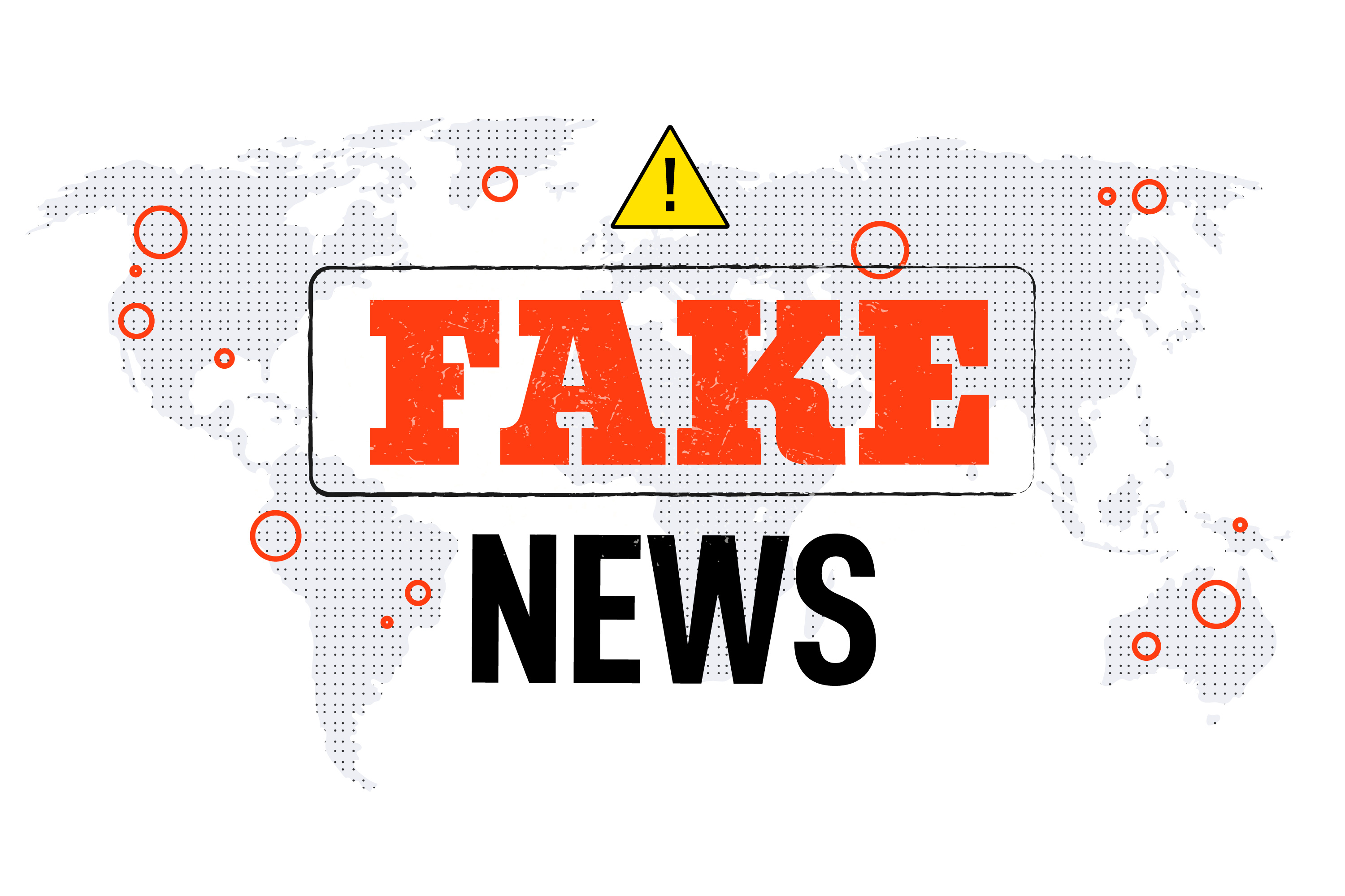 세계 지도와 fake news 문구
