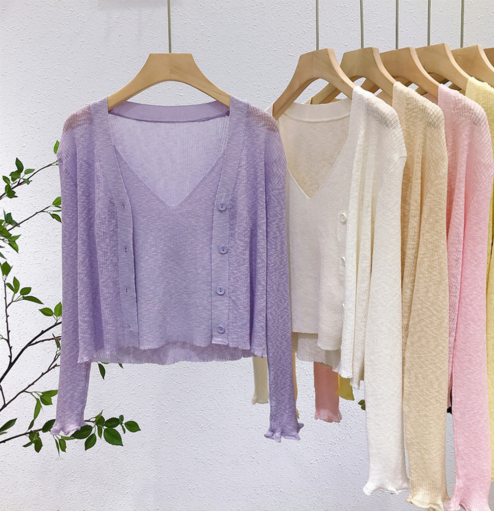린넨 프릴 여성 여름 나시 가디건 세트 11color