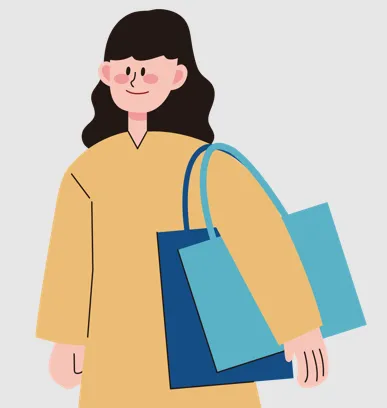 장을 보고 있는 여성