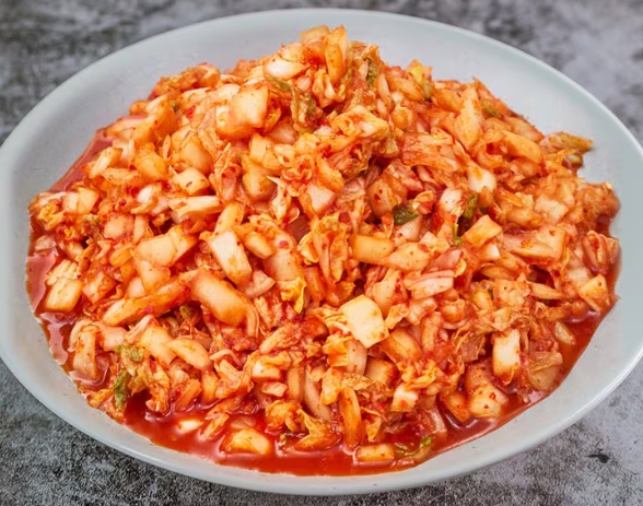 한국의 떡 종류 비지떡-김치