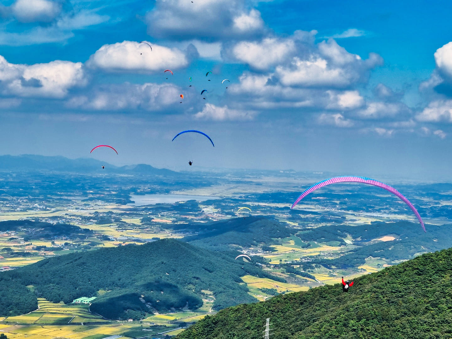 고창읍성 패러글라이딩 타는 모습들