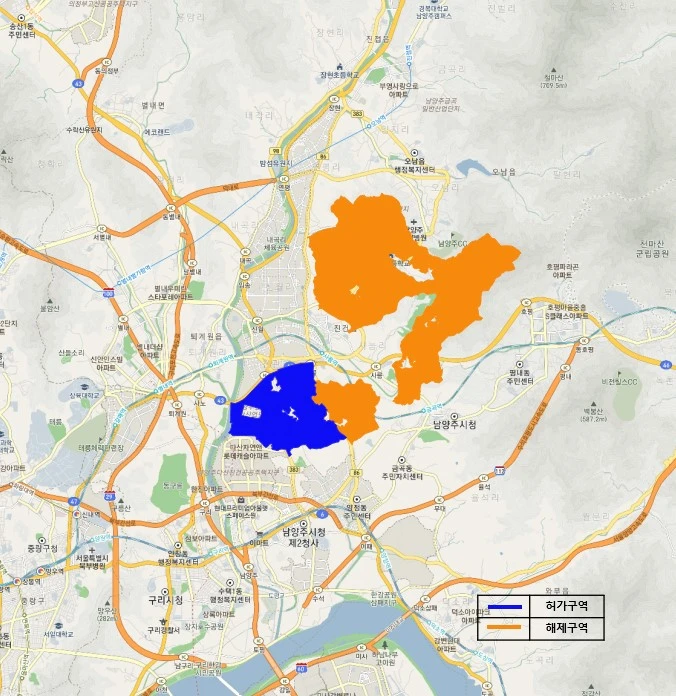 경기도 남양주 왕숙지구 기업이전단지 토지거래허가구역 지정 및 해제 [부동산 투기방지 토지 보상 진건읍 배양리 용정리 송능리 진관리]