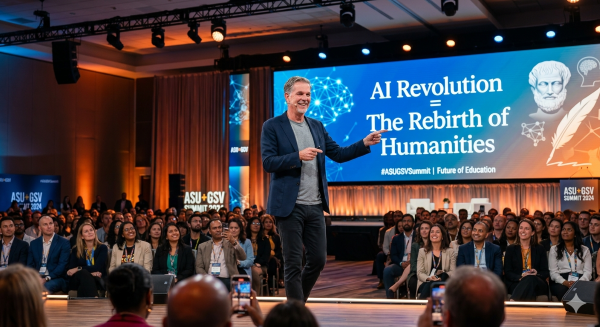 AI 혁명 - 인문학의 재탄생에 대해 강연하는 리드 헤이스팅스