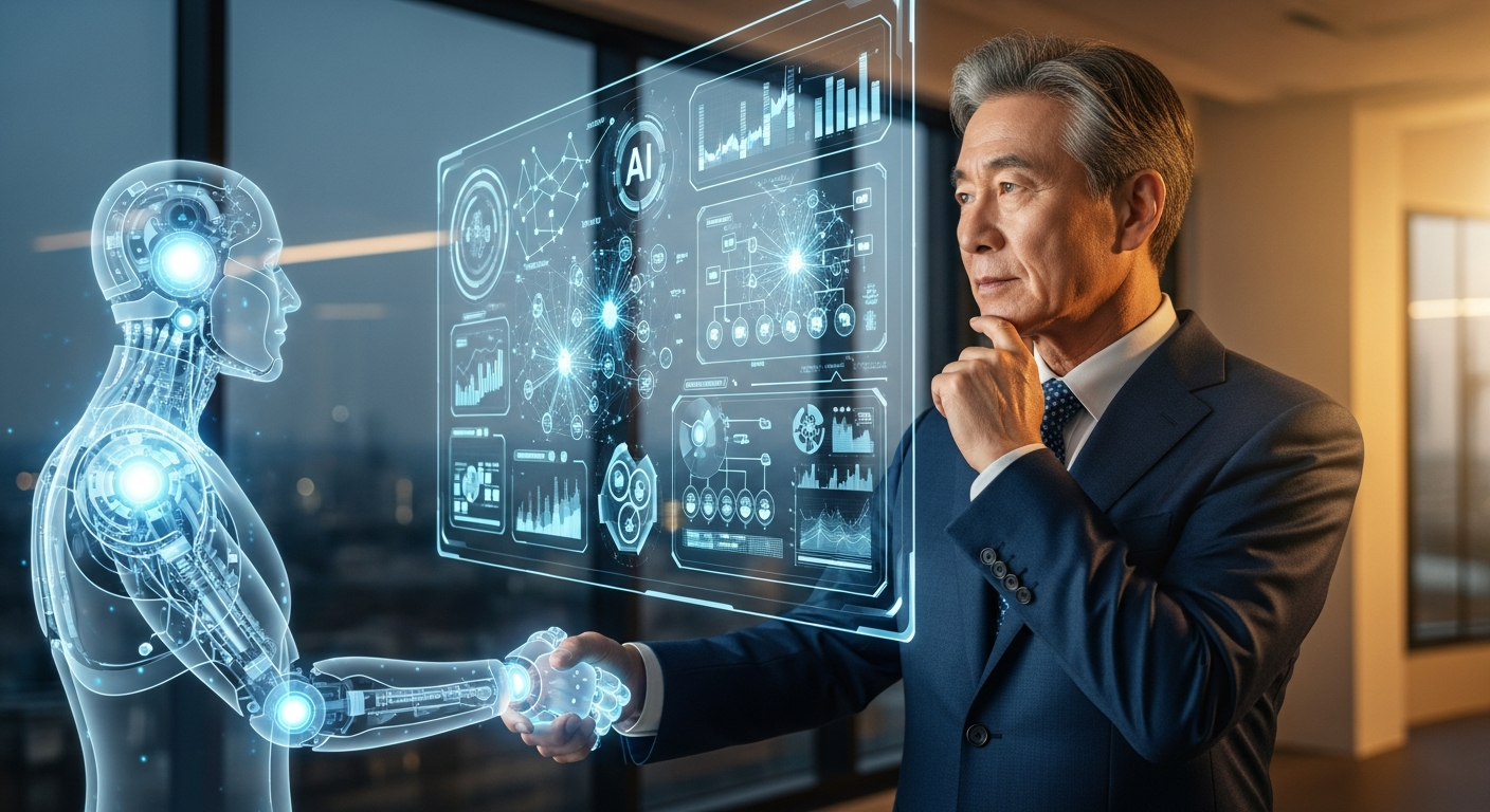 AI 기술 발전 속에서 인간의 최종 결정권과 개입을 강조하는 휴먼 인더 루프 개념도