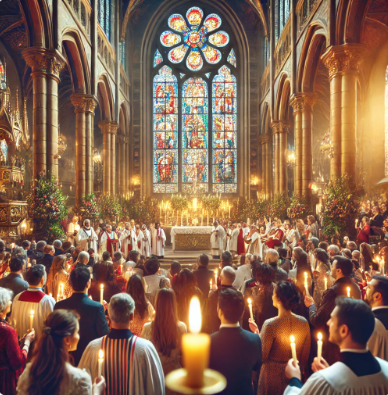 부활절의 미사 모습