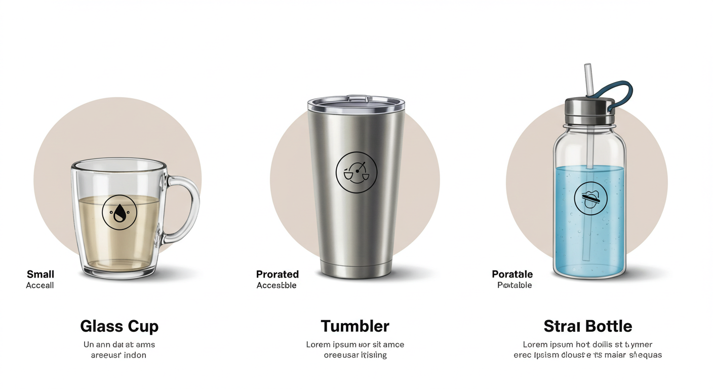 하루에 물 2L 마시기를 위해 사용해본 컵, 텀블러, 빨대 물병의 장,단점에 관한 이미지