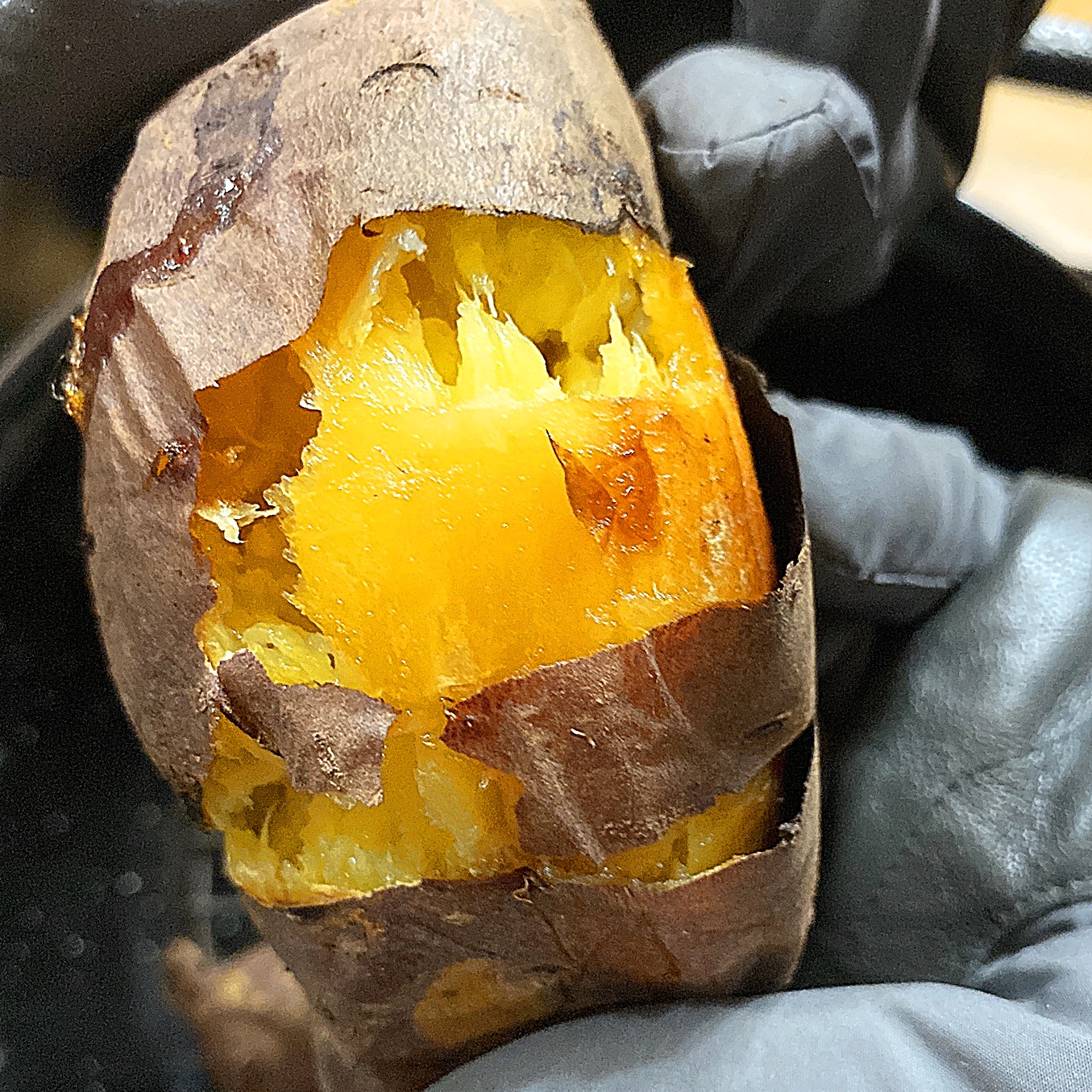 고구마 잘라보기 직전