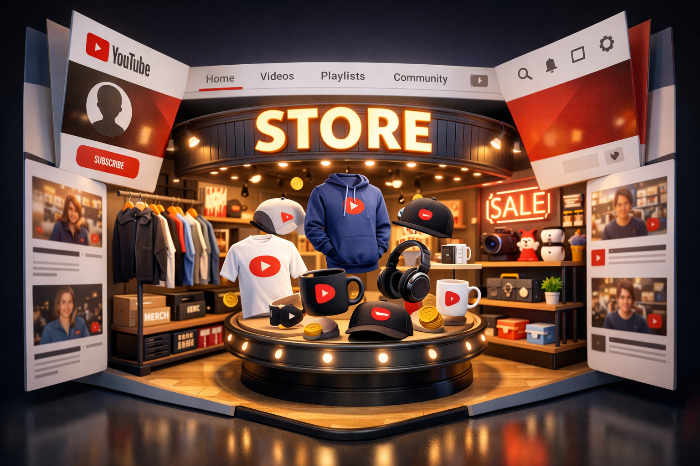 유튜브 채널 안에 입점된 가상의 3D 스토어