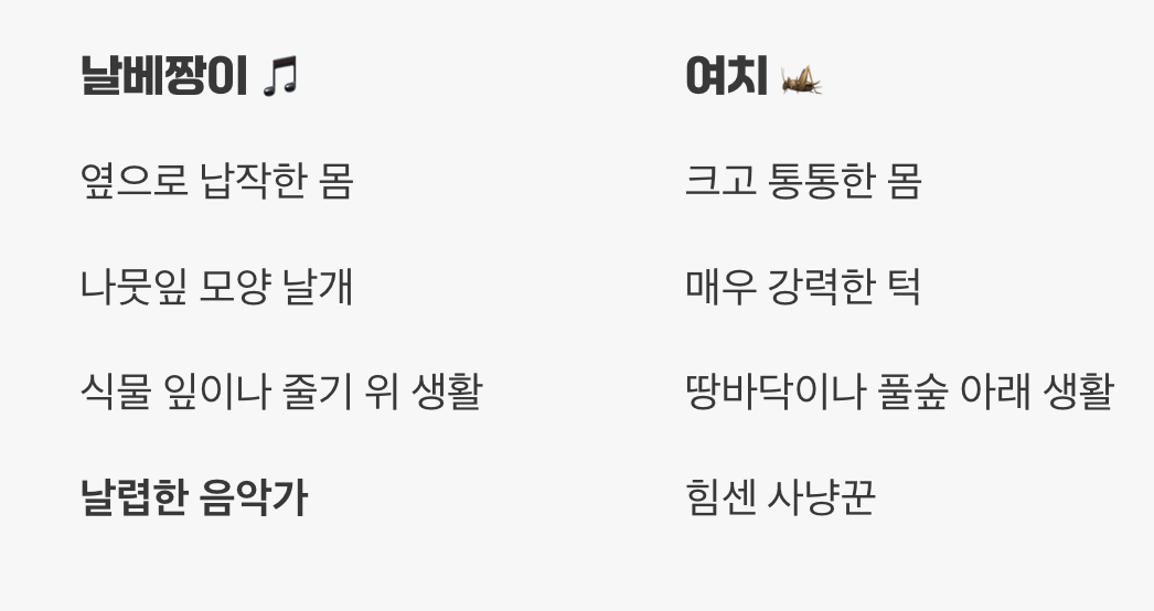 날베짱이와 여치는 어떻게 다를까?