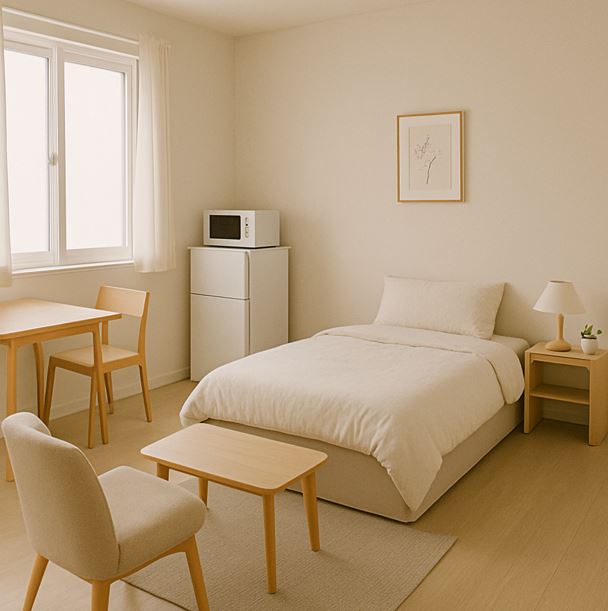 미니멀 인테리어를 한 원룸의 사진