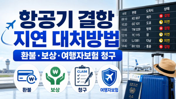 항공기-결항-지연-대처방법-환불-보상-여행자보험-청구