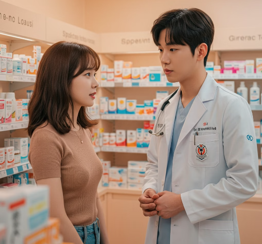 라미실원스 사용법 등을 의사와 상담하는 여성 모습 1