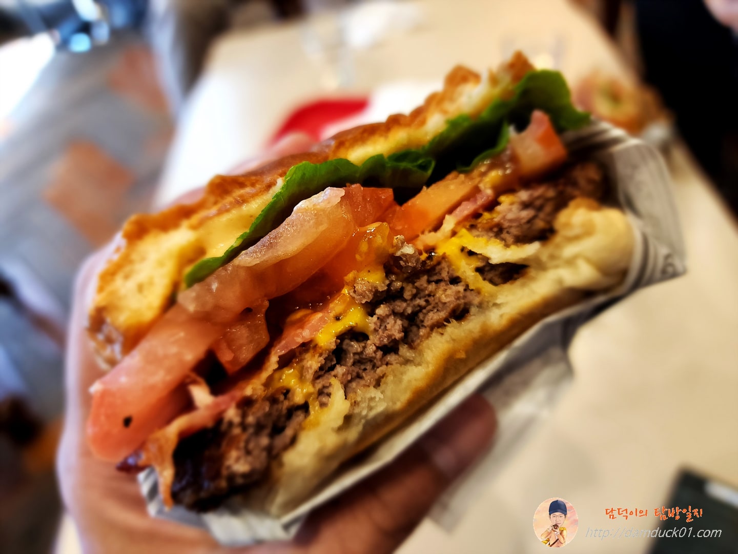 베이컨 버거 단면