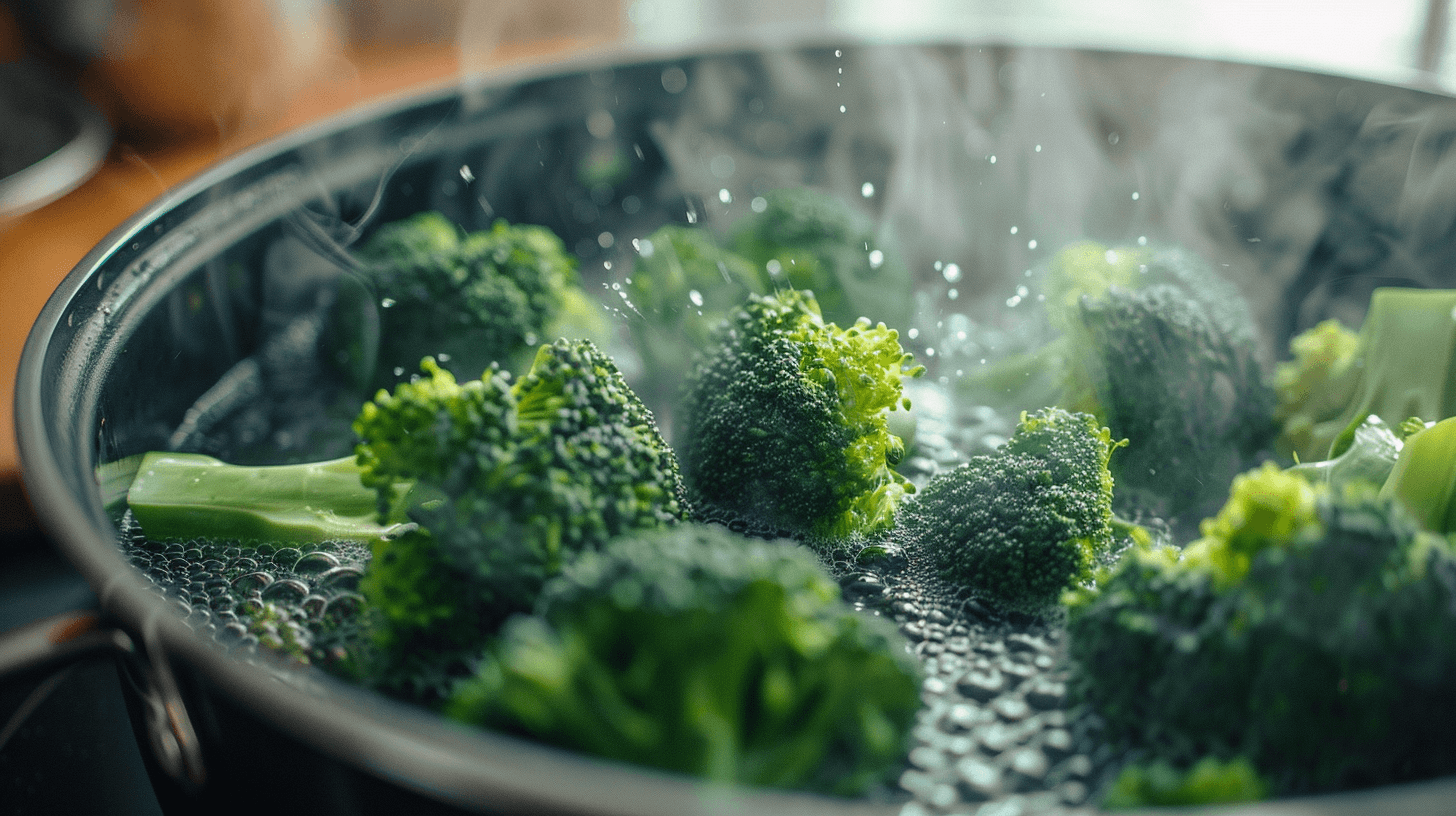 스테인리스-찜통에-담긴-브로콜리-사진