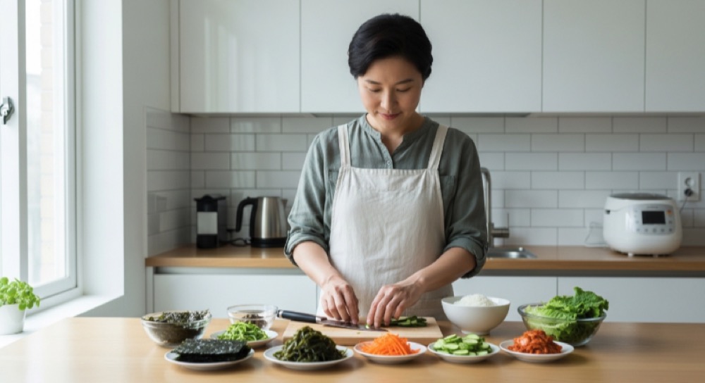 건강한 식사를 준비하는 일상