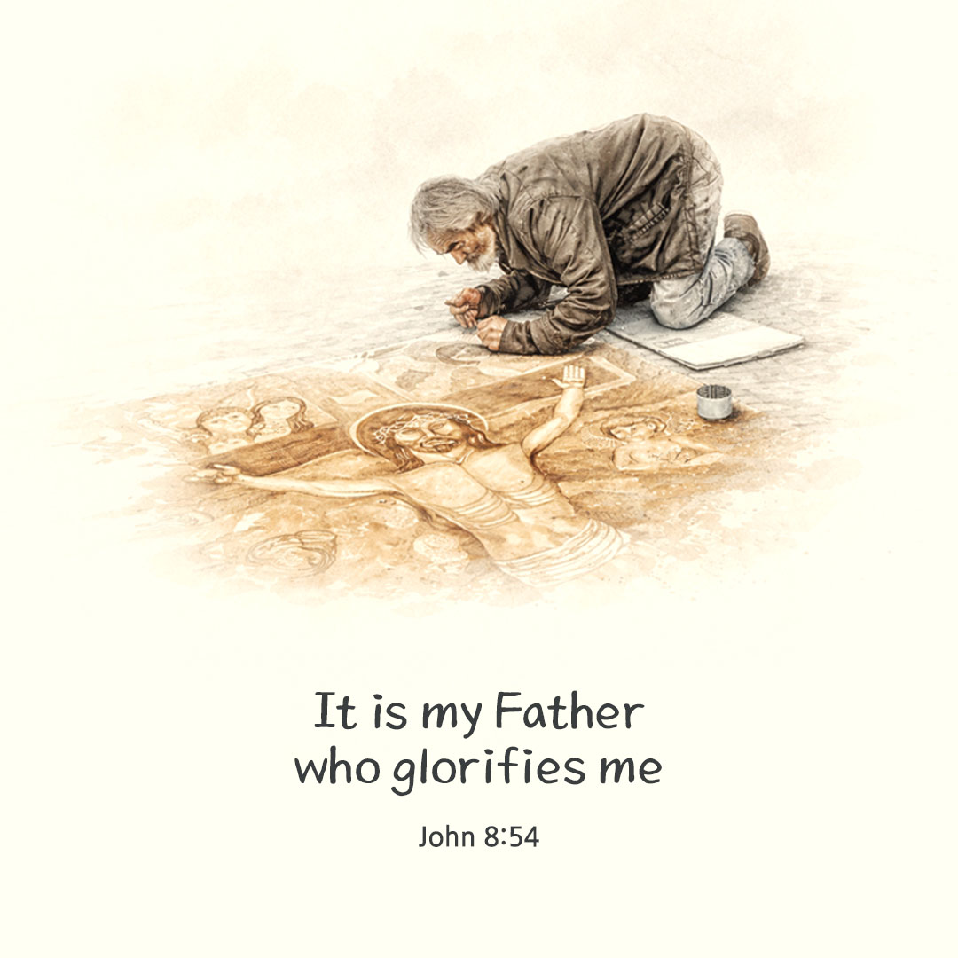 Today's Bible verse card John 8:54 scripture image