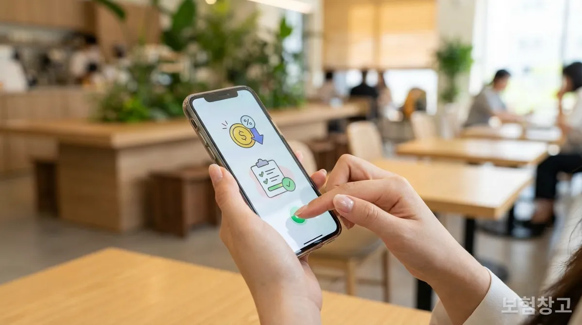 스마트폰으로 간편하게 미니보험에 가입하는 모습
