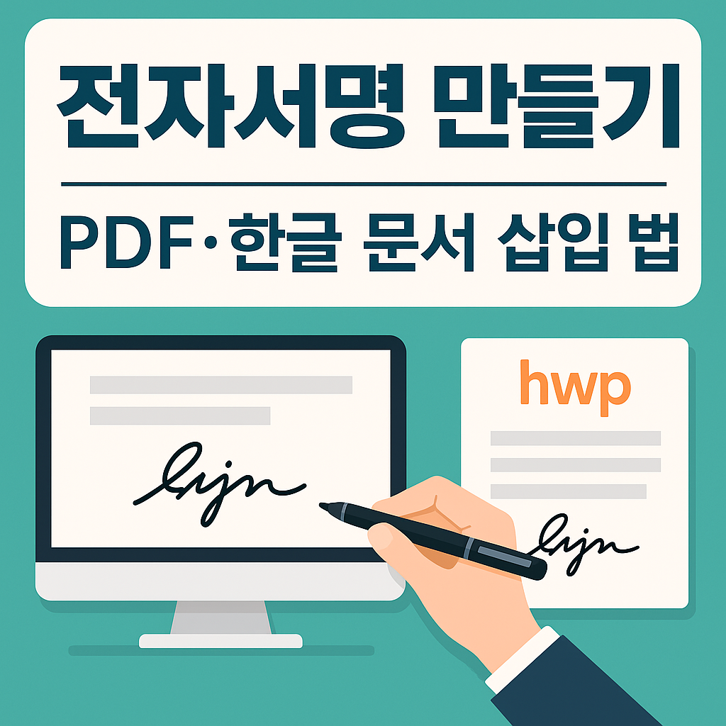 전자서명 만들기 한글문서 PDF 삽입 방법까지