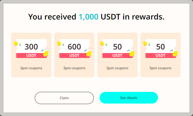 비트겟 사이트 가입완료시 쿠폰화면