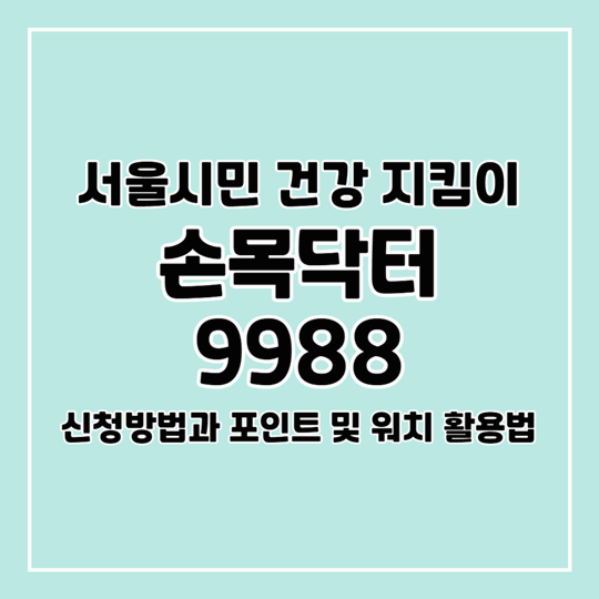 서울시 손목닥터9988 신청 방법, 포인트 적립 및 사용, 스마트 워치 활용법 완벽 가이드