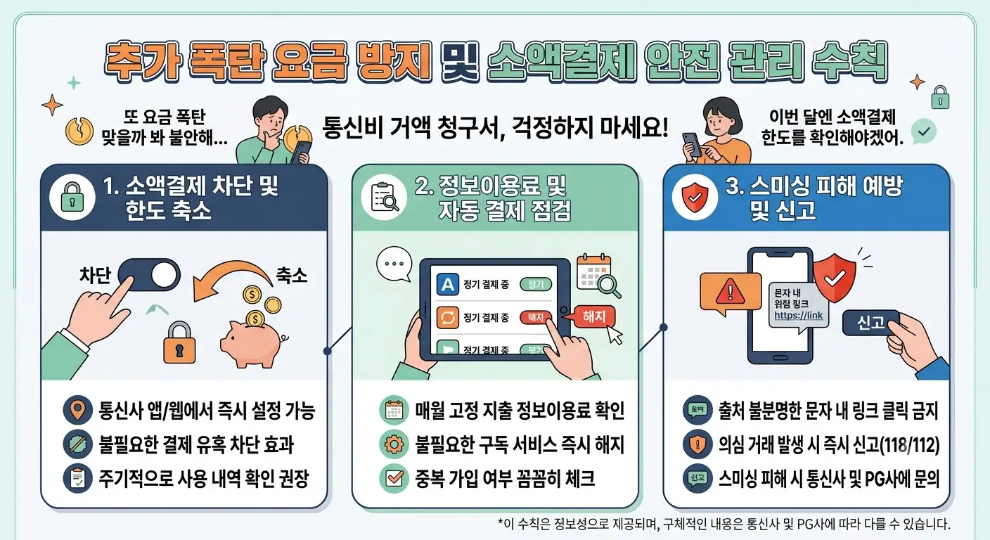 추가 폭탄 요금 방지 및 소액결제 안전 관리 수칙