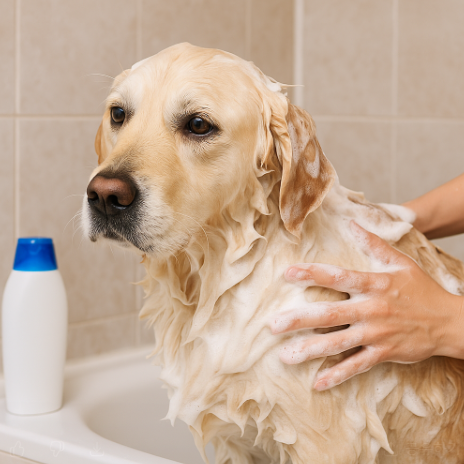 목욕중인 반려견