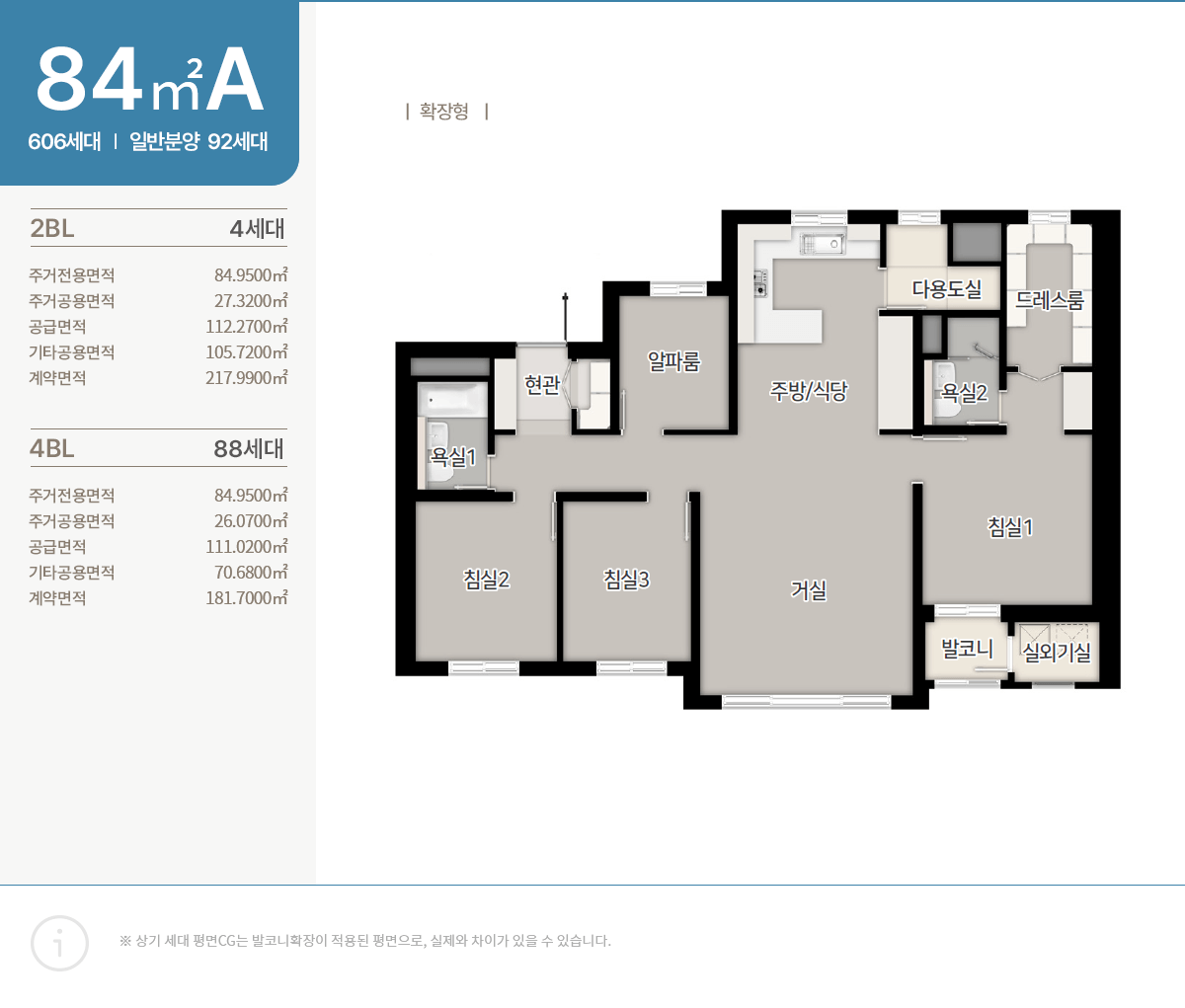 산성역 헤리스톤 84A타입 평면도