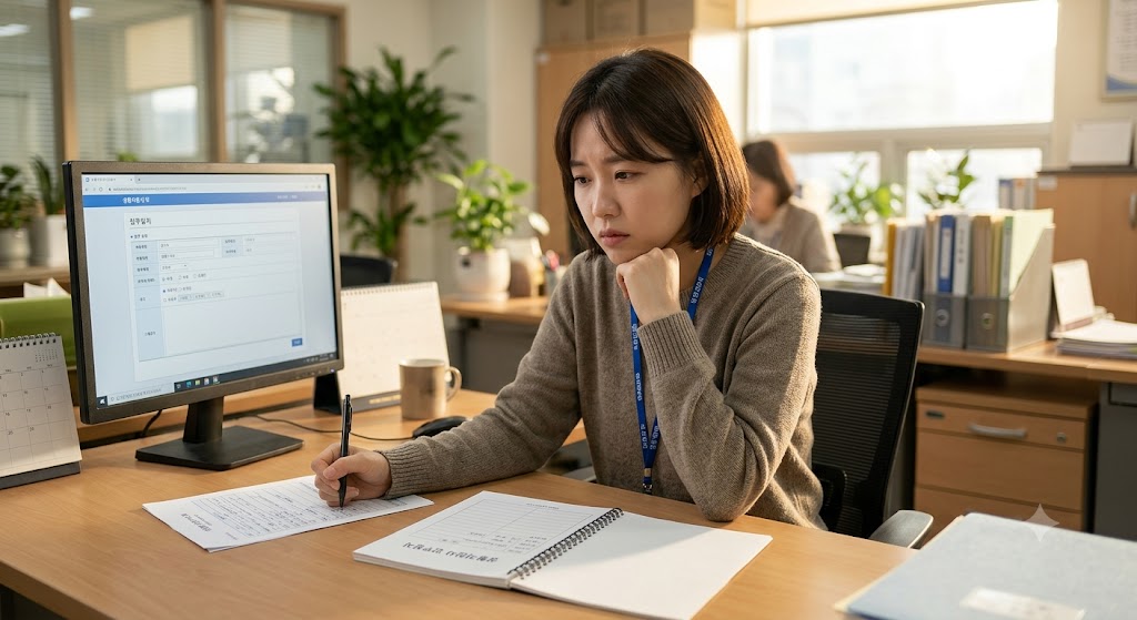 업무일지 작성을 고민하는 생활지원사
