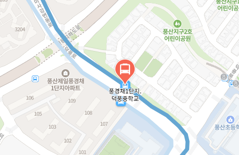 풍경채1단지.덕풍중학교에서 인천공항 리무진 공항버스(8849번) 지도 위치