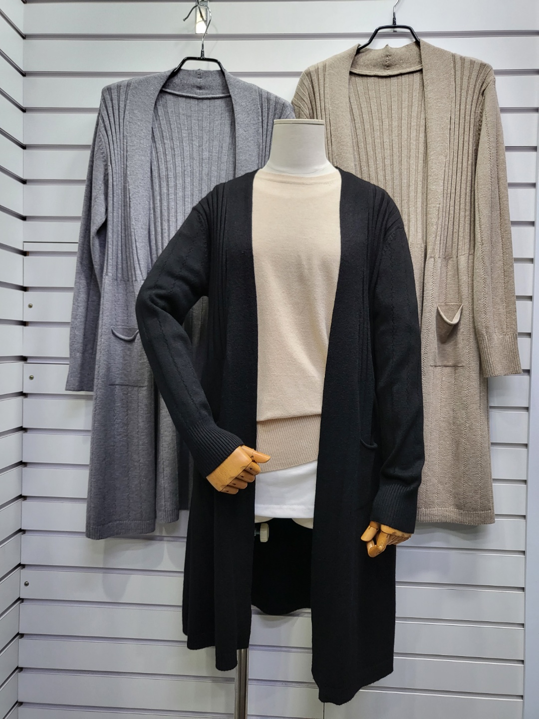 가을 골지니트 오픈 롱 가디건