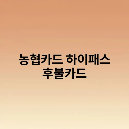 농협카드 하이패스 후불카드