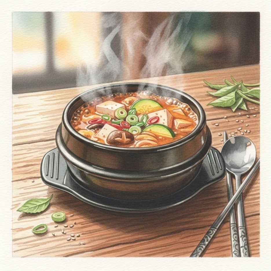 김이 모락모락 나는 따뜻한 청국장 한 그릇